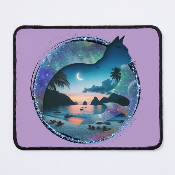 Item preview, Tropical Twilight Cat Silhouette - Evening Under the Stars designed and sold by HausKatz.