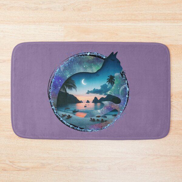 Item preview, Tropical Twilight Cat Silhouette - Evening Under the Stars designed and sold by HausKatz.