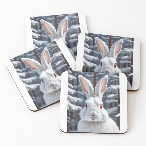 Item preview, Portrait Of A Cute White Rabbit In The Snow designed and sold by JoyPhotoArt.