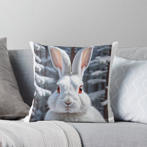 Item preview, Portrait Of A Cute White Rabbit In The Snow designed and sold by JoyPhotoArt.