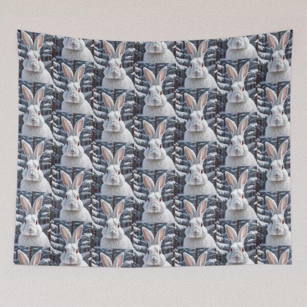 Item preview, Portrait Of A Cute White Rabbit In The Snow designed and sold by JoyPhotoArt.