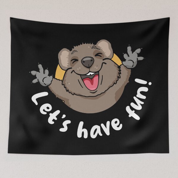 Item preview, Quirky quokka says 'Let's have fun'! (on dark colors) designed and sold by messy-nessie.