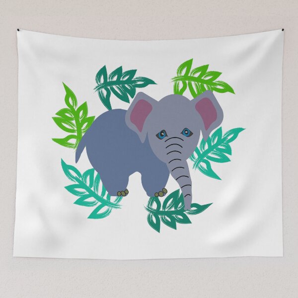 Item preview, Baby Elephant and Swirling Leaves Design designed and sold by jwturcott.