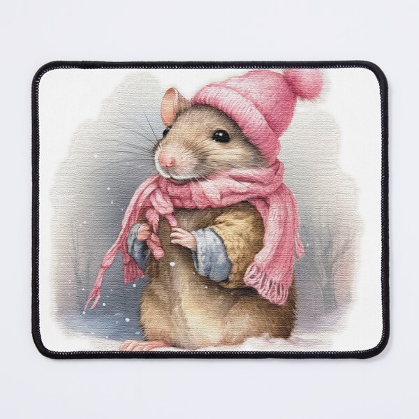 Item preview, Adorable cute Mouse wearing a pink hat and scarf designed and sold by jnsmerchstore.