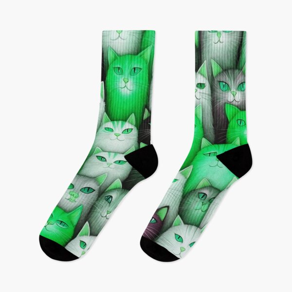 Item preview, Adorable Funky Cat Collage  - Neon Green Cats designed and sold by SassyArtistry.