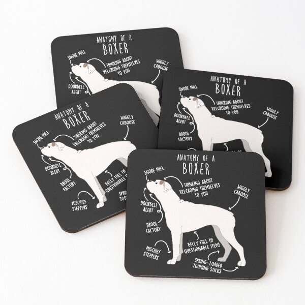Item preview, Boxer Dog White Check Anatomy designed and sold by Clara Hollins.