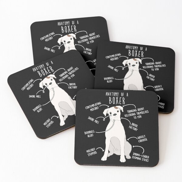 Item preview, Boxer Dog White Check Anatomy designed and sold by Clara Hollins.