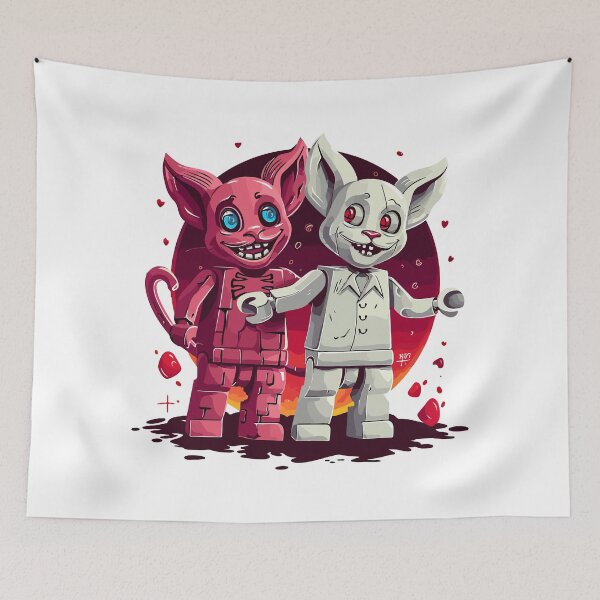 Item preview, Devil and angel crazy cat designed and sold by TheRealmWithin.