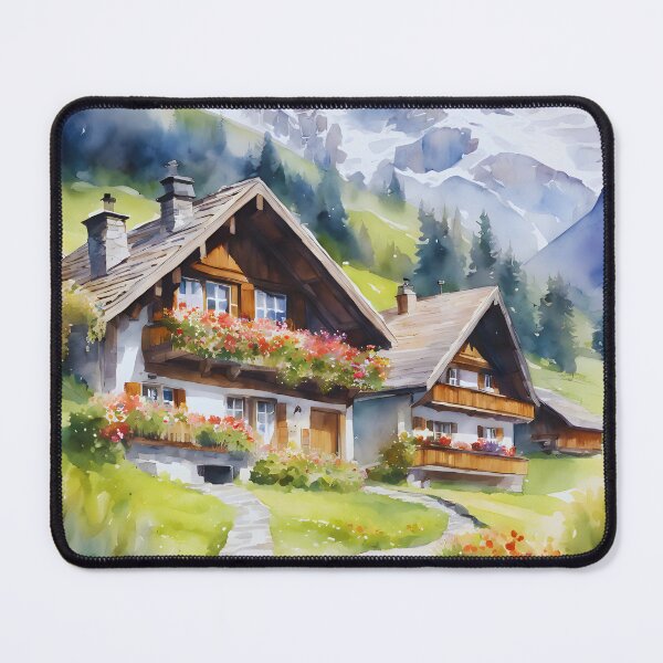 Item preview, Watercolor Whispers of Swiss Chalets designed and sold by colorvisionart.