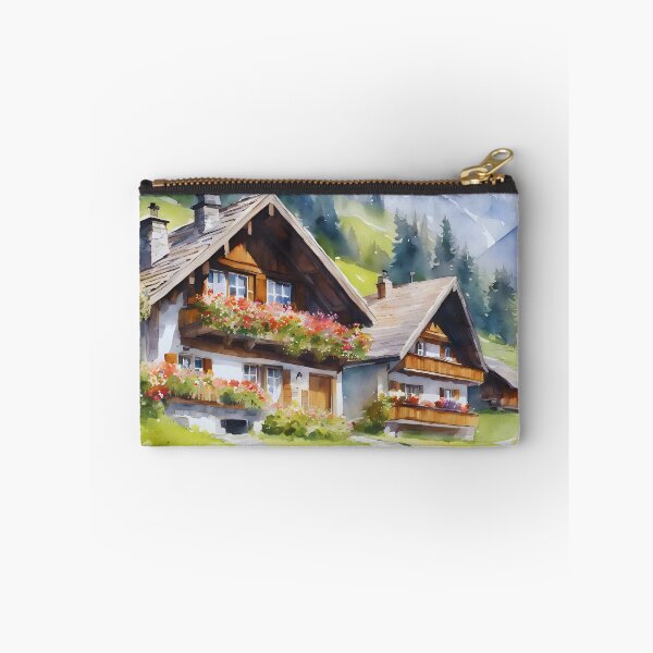 Item preview, Watercolor Whispers of Swiss Chalets designed and sold by colorvisionart.