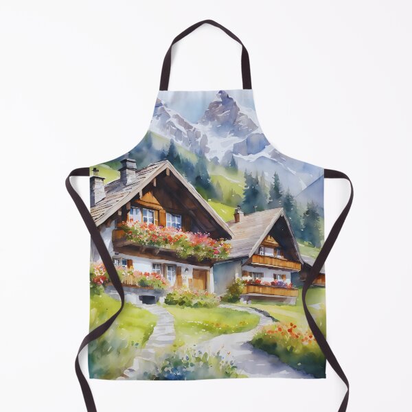 Item preview, Watercolor Whispers of Swiss Chalets designed and sold by colorvisionart.