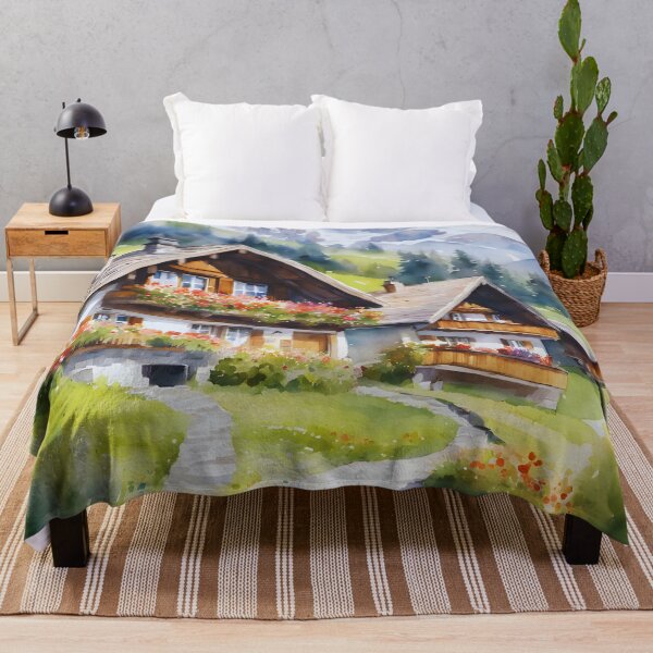 Item preview, Watercolor Whispers of Swiss Chalets designed and sold by colorvisionart.