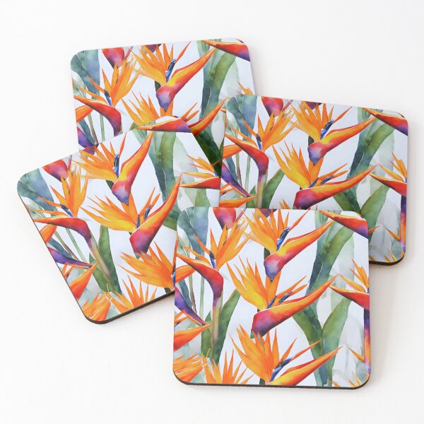 Item preview, Watercolor Strelitzia Symphony - Exotic Floral Art designed and sold by colorvisionart.