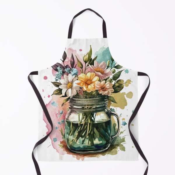Item preview, A watercolor painting of a Mason jar with a flower designed and sold by PrimeInk.