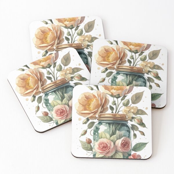 Item preview, Featuring a Mason jar and flower in watercolor designed and sold by PrimeInk.