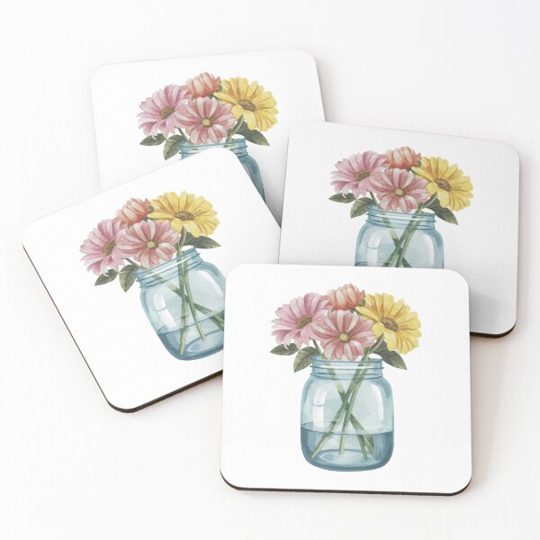 Item preview, In watercolors, a Mason jar and a flower are featured designed and sold by PrimeInk.
