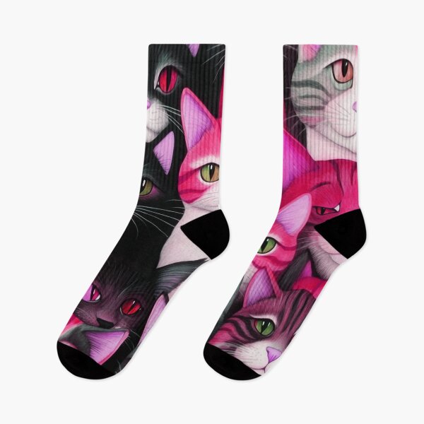 Item preview, Cute Hot Pink And Black Cats Collage - Funky Kittens designed and sold by SassyArtistry.