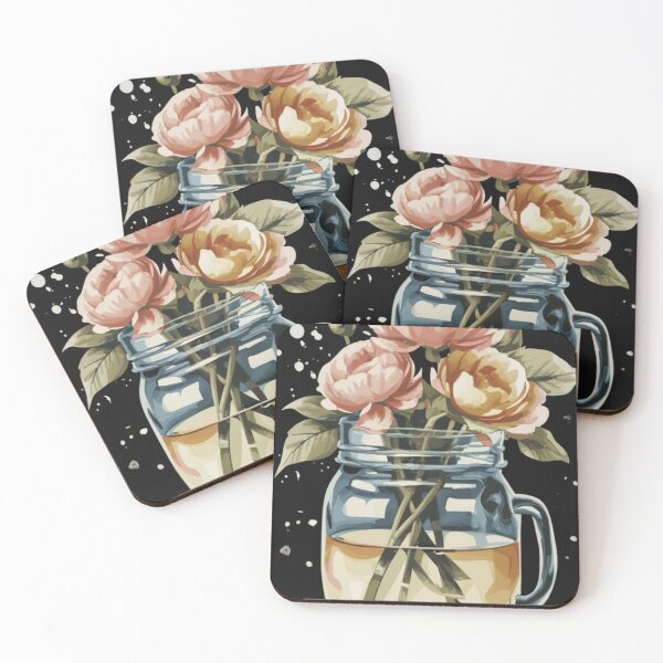 Item preview, Flowers and Mason jars appear in watercolor designed and sold by PrimeInk.
