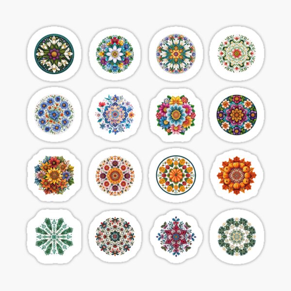 Item preview, Mandala 4 seasons - sticker bundle, stickers - 16 pieces designed and sold by sabantha.