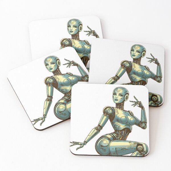 Item preview, Retrofuture woman android striking a pose designed and sold by Inkstorm-London.