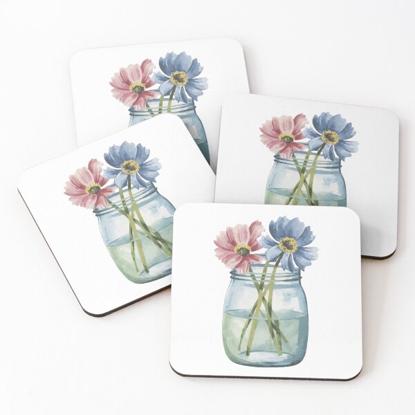 Item preview, Flower and Mason jar watercolors designed and sold by PrimeInk.