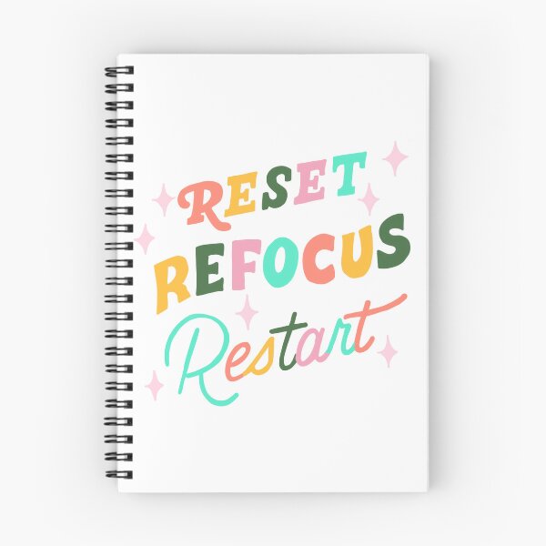 Item preview, Reset refocus restart, inspirational inspiration words to keep you going and help you make the most of 2024 be powerful and impactful colorful word art designed and sold by adesignworld.