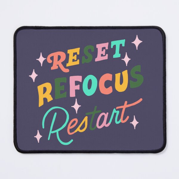Item preview, Reset refocus restart, inspirational inspiration words to keep you going and help you make the most of 2024 be powerful and impactful colorful word art designed and sold by adesignworld.