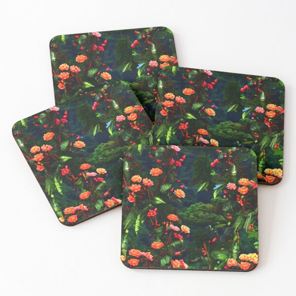 Item preview, Greenery Floral Pattern - Dark Colorful Orange Flowers designed and sold by SassyArtistry.