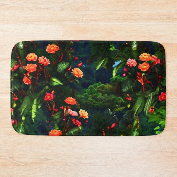 Item preview, Greenery Floral Pattern - Dark Colorful Orange Flowers designed and sold by SassyArtistry.