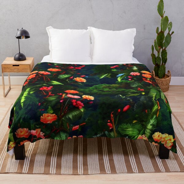 Item preview, Greenery Floral Pattern - Dark Colorful Orange Flowers designed and sold by SassyArtistry.