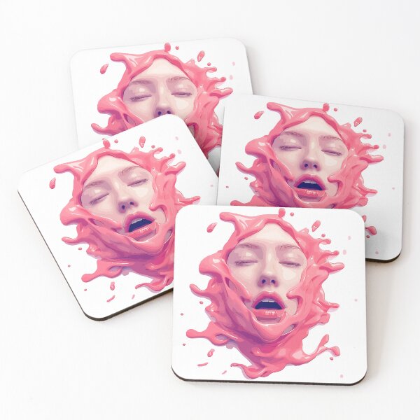 Item preview, Woman's face is covered with pink fluid designed and sold by TheRealmWithin.