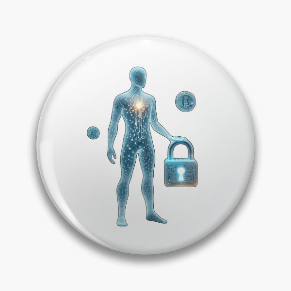Item preview, Man with Lock and Bitcoin Tokens Symbolizing Decentralization designed and sold by kylmllr101684.