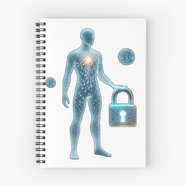 Item preview, Man with Lock and Bitcoin Tokens Symbolizing Decentralization designed and sold by kylmllr101684.