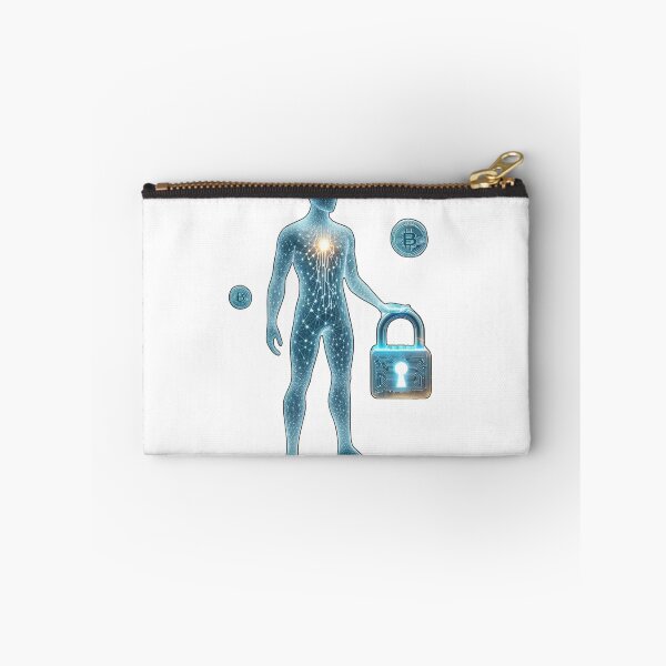 Item preview, Man with Lock and Bitcoin Tokens Symbolizing Decentralization designed and sold by kylmllr101684.