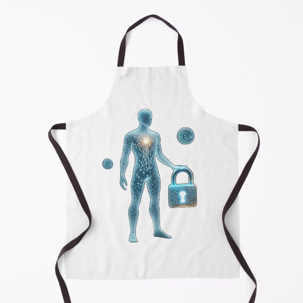 Item preview, Man with Lock and Bitcoin Tokens Symbolizing Decentralization designed and sold by kylmllr101684.