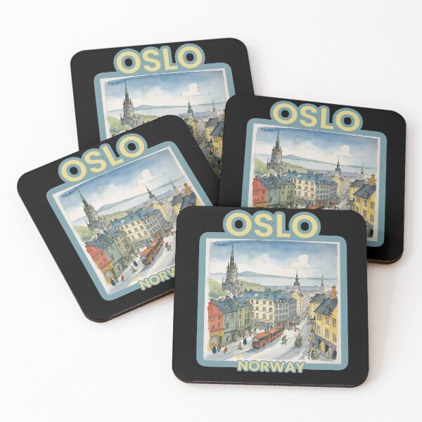 Item preview, Architectural landscape of Oslo, Norway. Retro vintage Oslo travel design. designed and sold by Unitepeople.