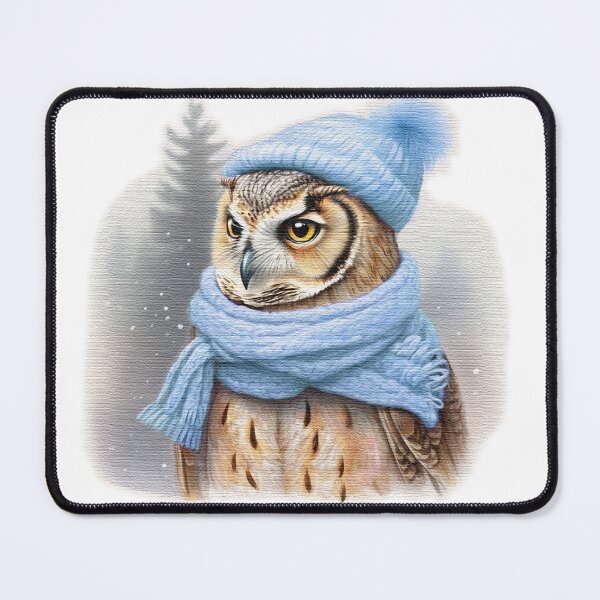 Item preview, Adorable cute owl wearing a Blue hat and scarf designed and sold by jnsmerchstore.