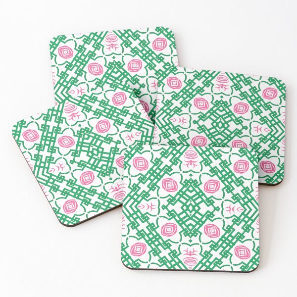 Item preview, Preppy pink and green lattice designed and sold by SophieClimaArt.