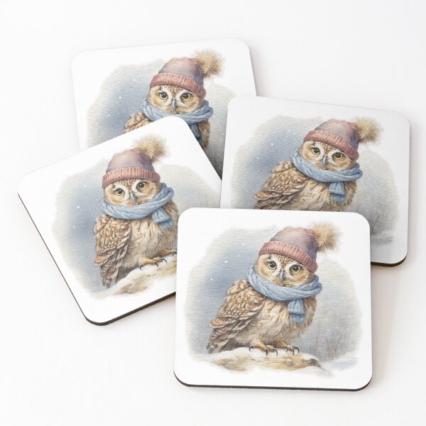 Item preview, Adorable cute owl wearing a hat and scarf designed and sold by jnsmerchstore.