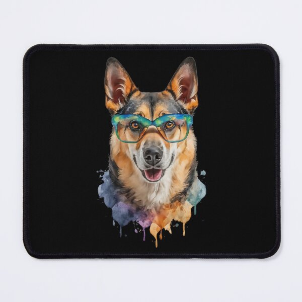 Item preview, Funny German shepherd Dog Hipster Glasses Watercolor designed and sold by StefanSchmitArt.