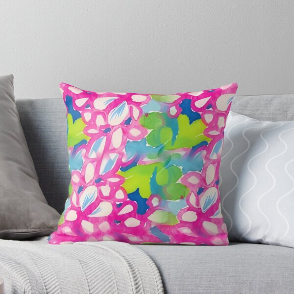 Item preview, Climbing pink jasmine preppy abstract in pink, blue and green designed and sold by SophieClimaArt.