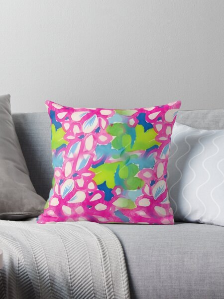 Item preview, Climbing pink jasmine preppy abstract in pink, blue and green designed and sold by SophieClimaArt.
