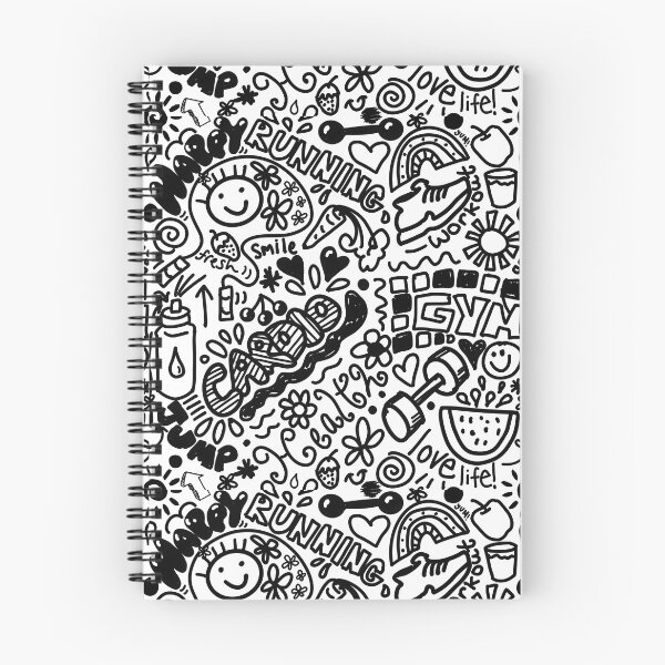 Aperçu de l'œuvre Modèle de griffonnage de santé et de remise en forme - Noir et blanc créée et vendue par bumpyroadway08.