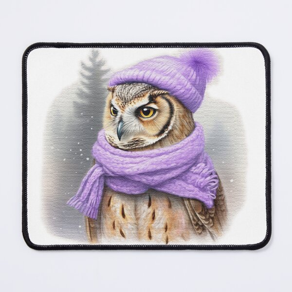 Item preview, Adorable cute owl wearing a purple hat and scarf designed and sold by jnsmerchstore.