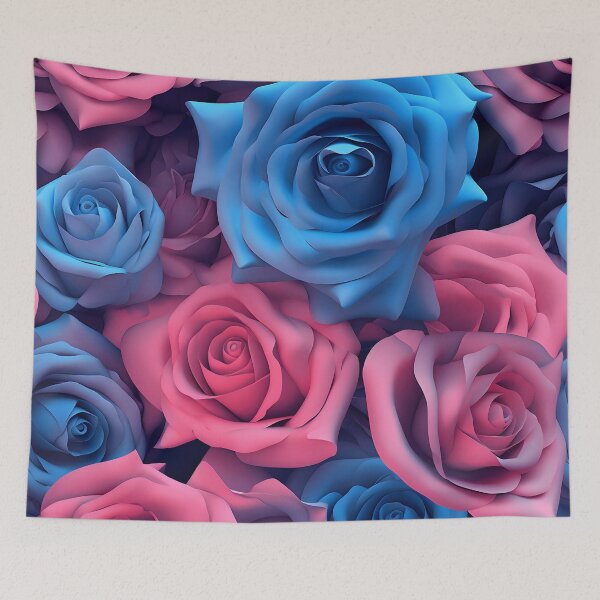 Item preview, stunning blue and pink rose camouflage print designed and sold by dcrc.