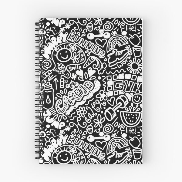 Aperçu de l'œuvre Modèle de griffonnage de santé et de remise en forme - Noir et blanc créée et vendue par bumpyroadway08.