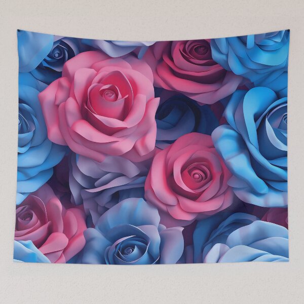 Item preview, stunning blue and pink rose camouflage print designed and sold by dcrc.