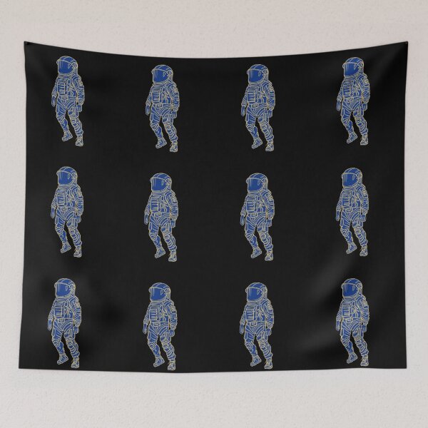 Artikelvorschau, Astronautenzeichnung - gelbe Linien mit blauem Hintergrund. entworfen und verkauft von DaveDanchuk.