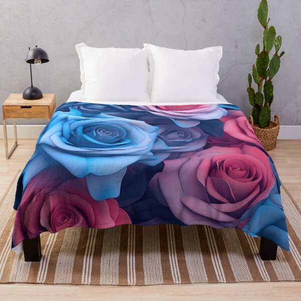 Item preview, stunning blue and pink rose camouflage print, designed and sold by dcrc.