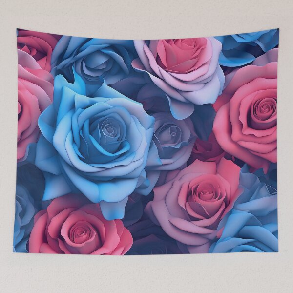 Item preview, stunning blue and pink rose camouflage print, designed and sold by dcrc.